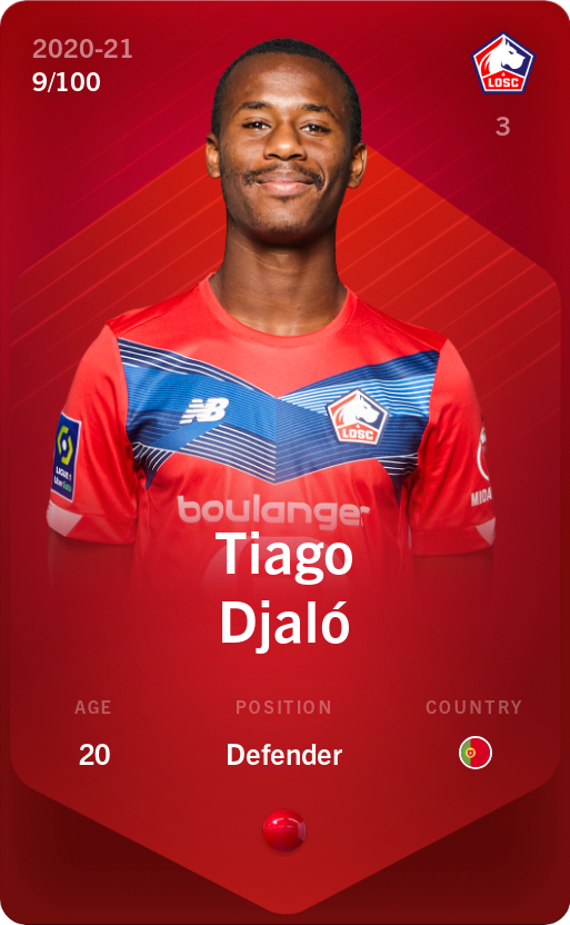 Sorare - Sorare Official - Tiago Djaló 2020-21 • Rare 9/100 - NFT # 16719677640335809435699263751381918666067017768328504966863958401061895861821