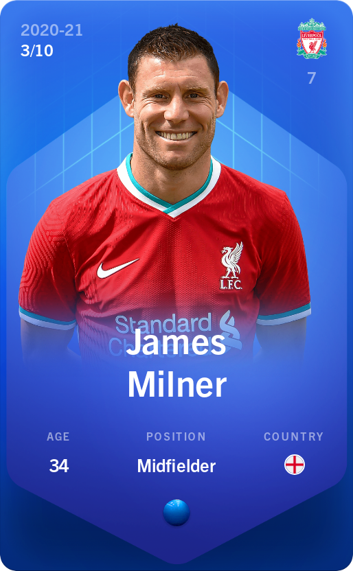 Sorare - Sorare Official - James Milner 2020-21 • Super Rare 3/10 - NFT # 39438300175393559254954528602404989930447945125646490718195952819869783148250