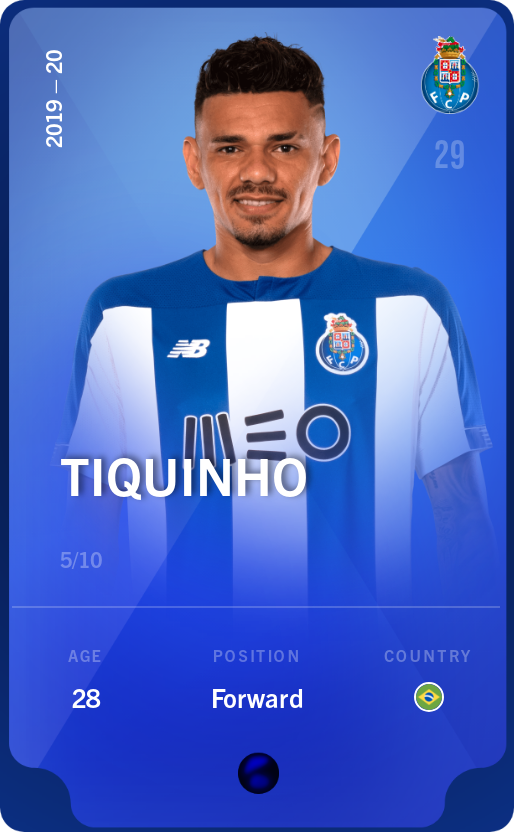 Sorare - Sorare Official - Tiquinho 2019-20 • Super Rare 5/10 - NFT # 39611651876210967592347963961669535723201430174324820639076392437661007565094