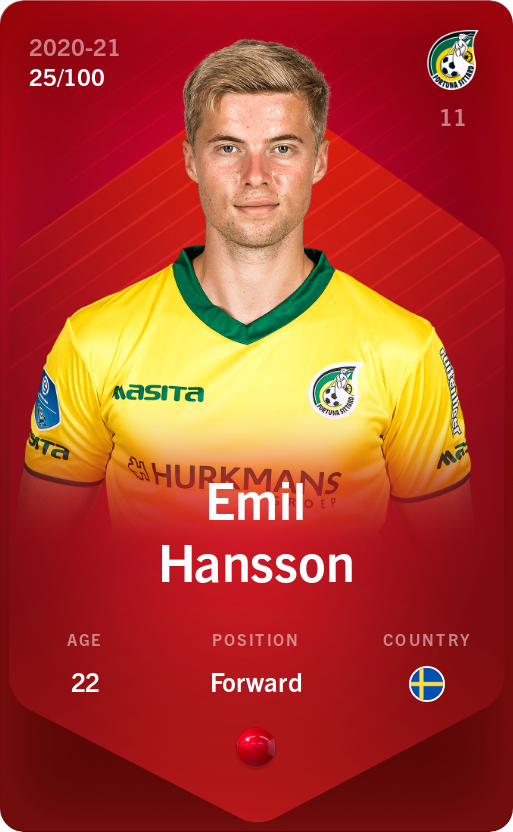 Sorare - Sorare Official - Emil Hansson 2020-21 • Rare 25/100 - NFT # 90649172753691963150607726958403646087067459341949990278239044518968768968434