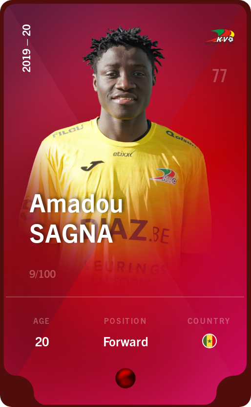 Sorare - Sorare Official - Amadou Sagna 2019-20 • Rare 9/100 - NFT # 20089672793660106831975391511481243876268431006163857886706973308010923900509
