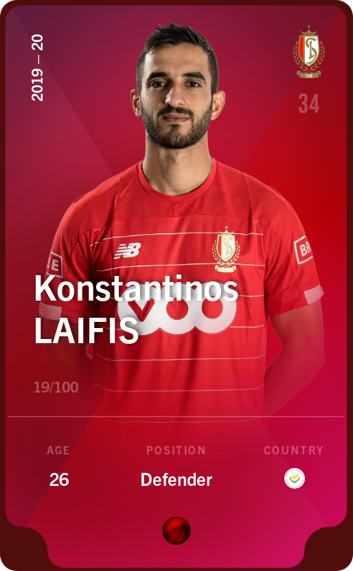 Sorare - Sorare Official - Konstantinos Laifis 2019-20 • Rare 19/100 - NFT # 63912914475704038641174387010148086915508367259584275704595315655252044102116