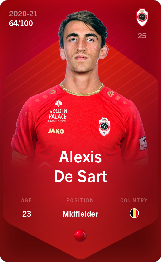 Sorare - Sorare Official - Alexis De Sart 2020-21 • Rare 64/100 - NFT # 14283099813512187974601723378476036063273304042076592143561217476402688501266