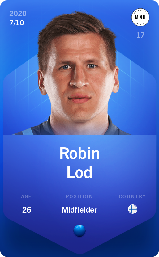 Sorare - Sorare Official - Robin Lod 2020-21 • Super Rare 7/10 - NFT # 3910056604904256698385471575423361355490174471434909205069883012456590512110