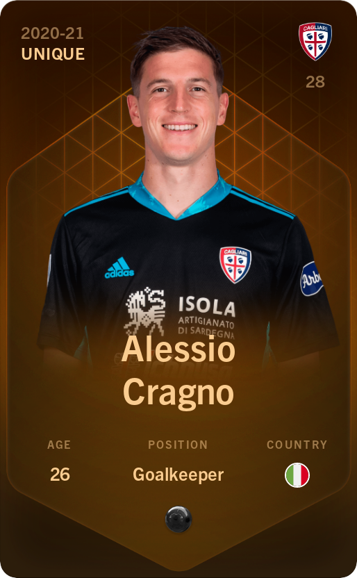 Sorare - Sorare Official - Alessio Cragno 2020-21 • Unique - NFT # 24533389196642963633331693435444552811502857561351790279065806648246451667995