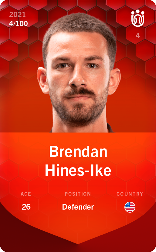 Sorare - Sorare Official - Brendan Hines-Ike 2021-22 • Rare 4/100 - NFT # 26605272528642206176503154539274719825719702802935799422904802867264346006112