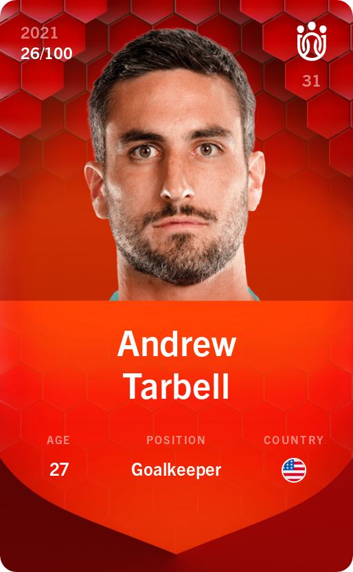 Sorare - Sorare Official - Andrew Tarbell 2021-22 • Rare 26/100 - NFT # 36532446280700651635226879720581084323617504043584923541494487764755199658912