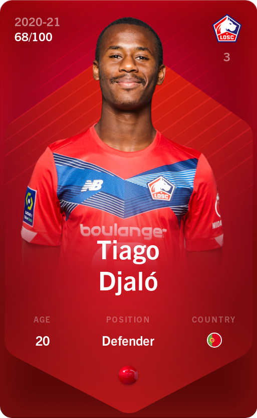 Sorare - Sorare Official - Tiago Djaló 2020-21 • Rare 68/100 - NFT # 83802157011947121365235003121732556780939878130910606130812139564855787015373