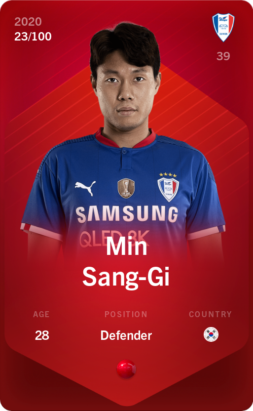 Sorare - Sorare Official - Min Sang-Gi 2020-21 • Rare 23/100 - NFT # 112158964714086060627201210097741445400796920799277712373228549962353237334811
