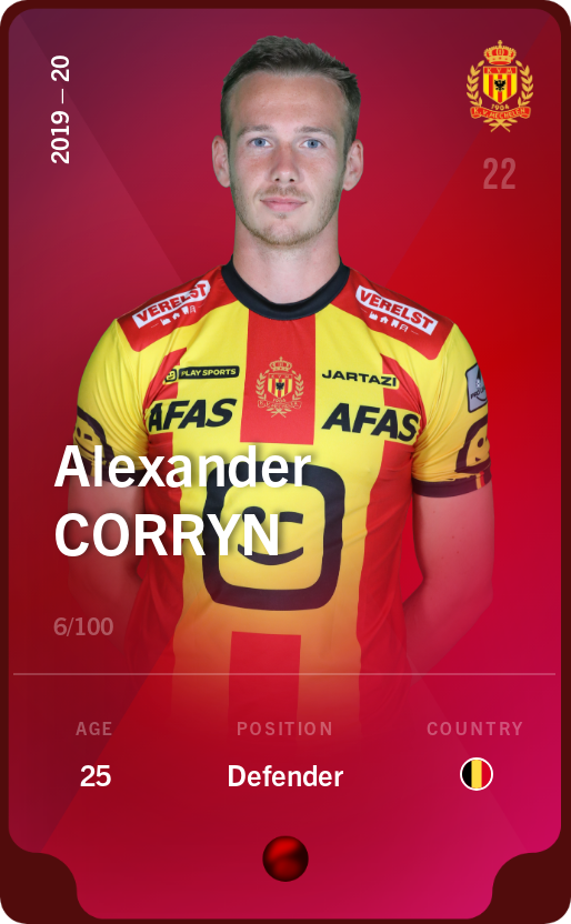 Sorare - Sorare Official - Alexander Corryn 2019-20 • Rare 6/100 - NFT # 80018792669243435419505739386182800771433270979060695414337736208849136185728