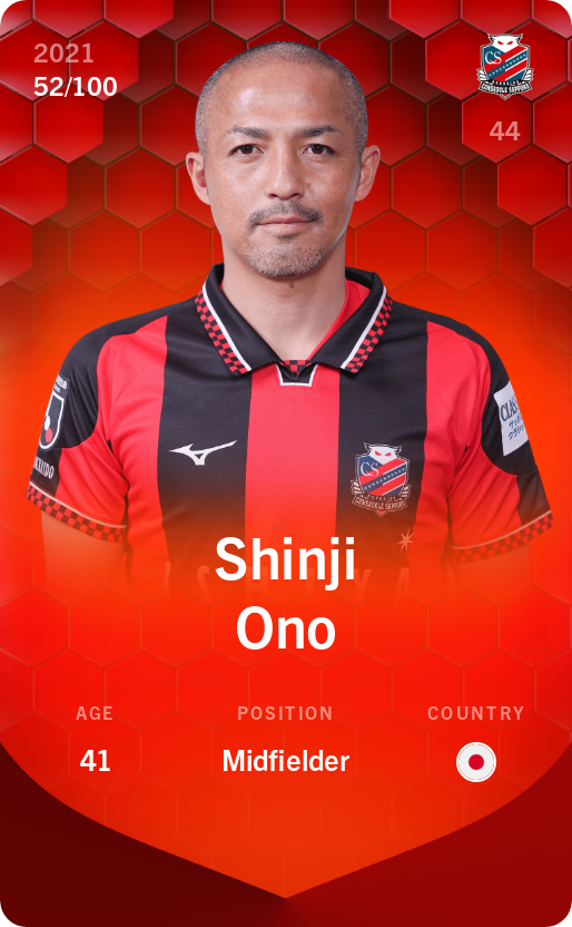 Sorare - Sorare Official - Shinji Ono 2021-22 • Rare 52/100 - NFT # 102306350469938441227707133554525142024831947561063738765993226718131336390931