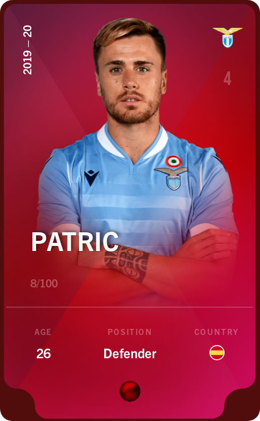 Sorare - Sorare Official - Patric 2019-20 • Rare 8/100 - NFT # 4384867426312757054938996367555326575966219395944790578664898912244584148465