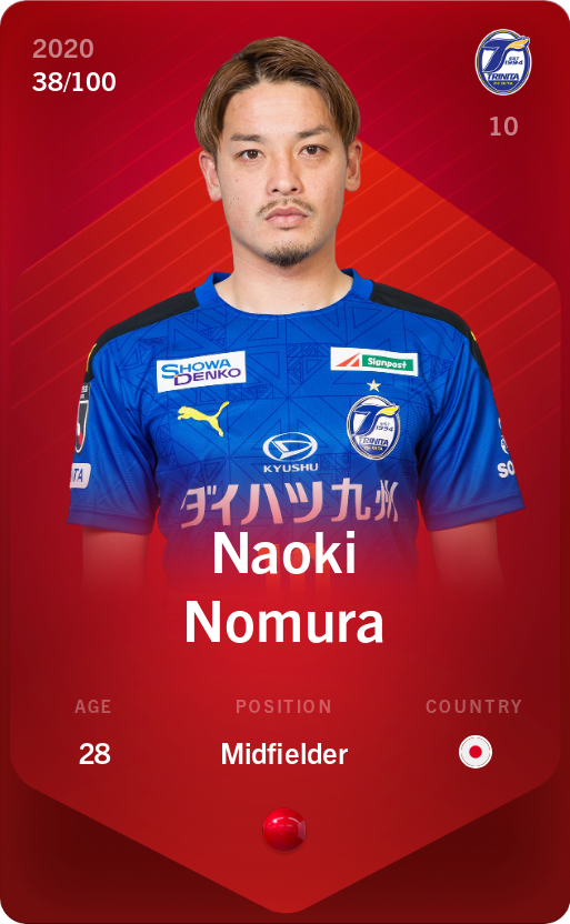 Sorare - Sorare Official - Naoki Nomura 2020-21 • Rare 38/100 - NFT # 86566605518609278353957361268642241012058229551999960881703889433447966242731