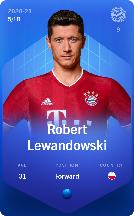Sorare - Sorare Official - Robert Lewandowski 2020-21 • Super Rare 5/10 - NFT # 89399526979521143663377394641545159799836334328159775301013481012717266756433