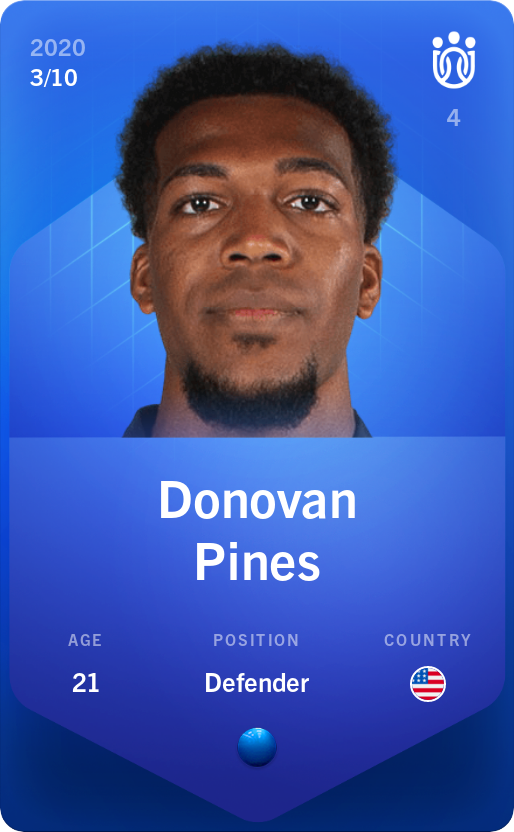 Sorare - Sorare Official - Donovan Pines 2020-21 • Super Rare 3/10 - NFT # 2567298818491232223686551738117108877419016967252381060935116866257603508747