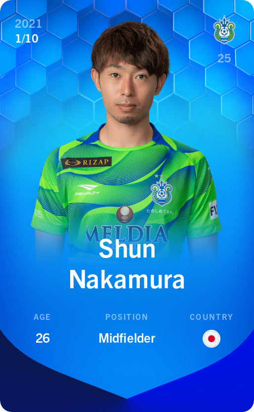 Sorare - Sorare Official - Shun Nakamura 2021-22 • Super Rare 1/10 - NFT # 74523445510207821537560914065986292540631475413167034304507062699610762003513