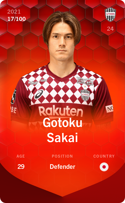 Sorare - Sorare Official - Gotoku Sakai 2021-22 • Rare 17/100 - NFT # 56277756666879522476753455012754486865819530294567185389862239121998840545048