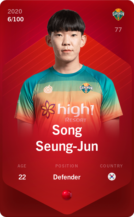 Sorare - Sorare Official - Song Seung-Jun 2020-21 • Rare 6/100 - NFT # 82210003679859389205451761631895954685611232907399811557934646891149306616241