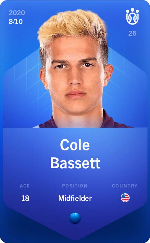 Sorare - Sorare Official - Cole Bassett 2020-21 • Super Rare 8/10 - NFT # 103122393030897476571401170504377622720145981153549592255920120566711570398312