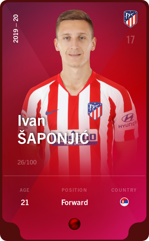 Sorare - Sorare Official - Ivan Šaponjić 2019-20 • Rare 26/100 - NFT # 93491255555993143535867677105486759493518271810592608936565248136283725391425