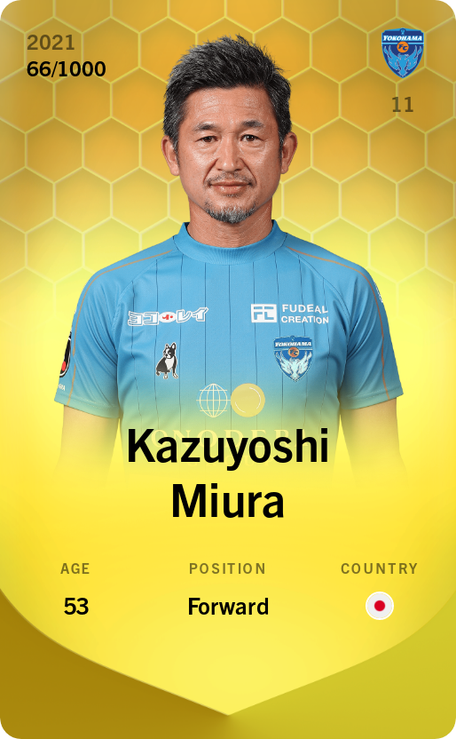 Sorare - Sorare Official - Kazuyoshi Miura 2021-22 • Limited 66/1000 - NFT # 14479781134674837599399592724844734942913826801431116967876035070773437815794