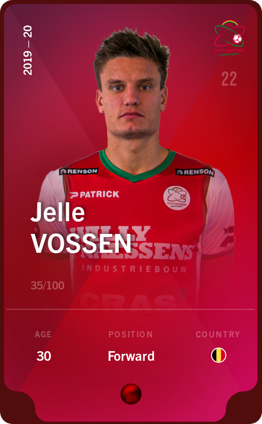 Sorare - Sorare Official - Jelle Vossen 2019-20 • Rare 35/100 - NFT # 106848518917264231857107475184435922506827821131574599377720173803080468102253