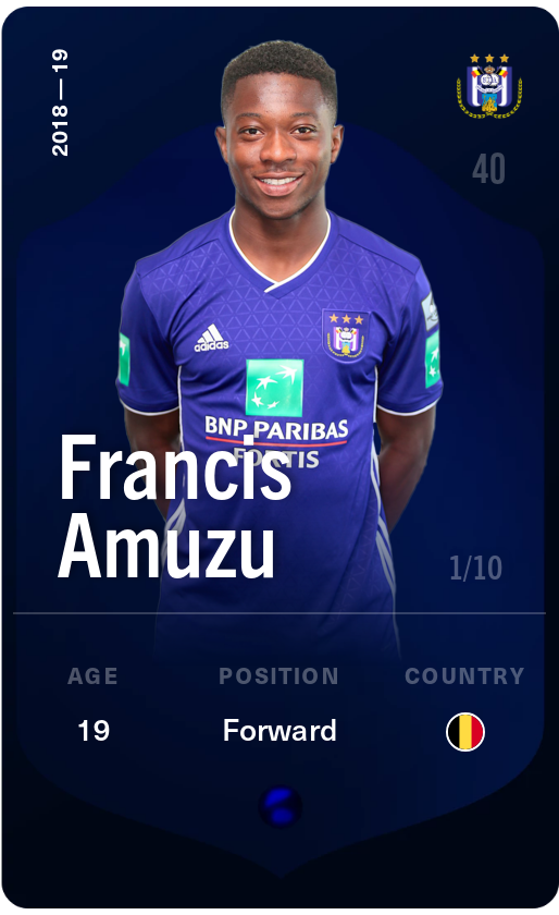 Sorare - Sorare Official - Francis Amuzu 2018-19 • Super Rare 1/10 - NFT # 47455046191680869038019620349026144193772740176628716254001251645199331486445