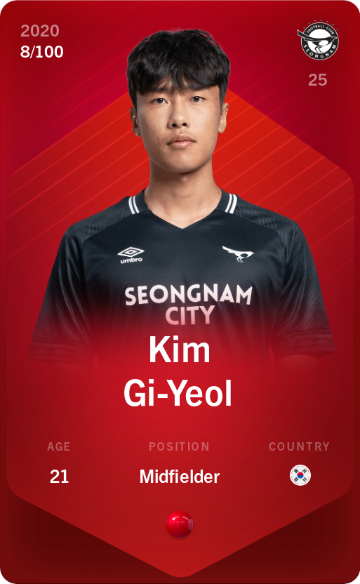 Sorare - Sorare Official - Kim Gi-Yeol 2020-21 • Rare 8/100 - NFT # 114079389611667554552240414776660358487181875370632589616352810600253475004191