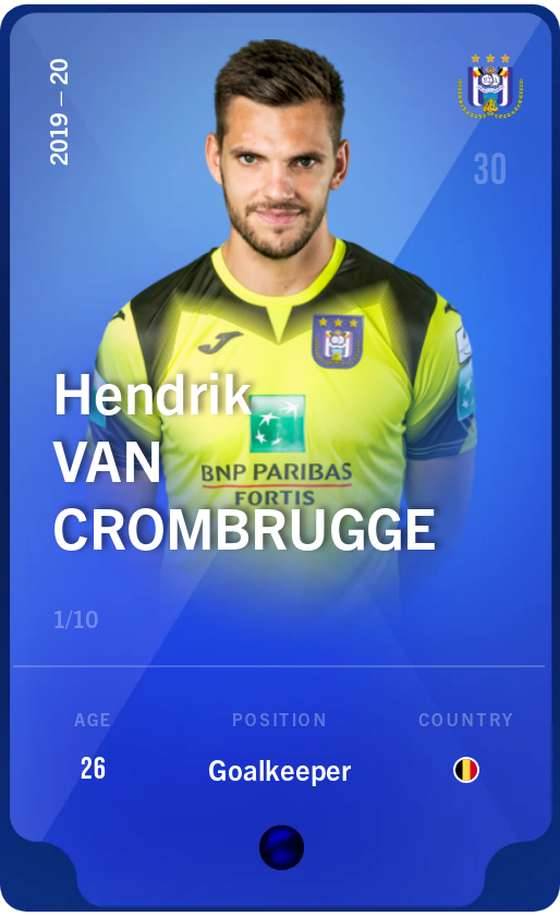 Sorare - Sorare Official - Hendrik Van Crombrugge 2019-20 • Super Rare 1/10 - NFT # 70135070462068475716766354655598744975220561277704626115270281424071047497315