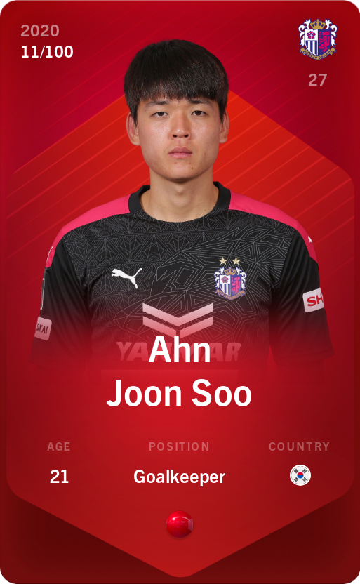 Sorare - Sorare Official - Ahn Joon Soo 2020-21 • Rare 11/100 - NFT # 95478740248505796071053921521486508362640784344479452708186516106383848110390