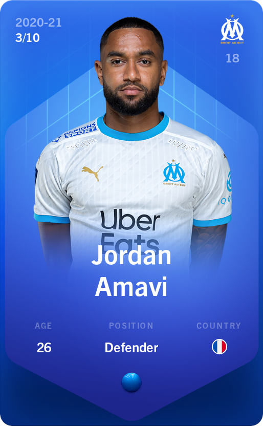 Sorare - Sorare Official - Jordan Amavi 2020-21 • Super Rare 3/10 - NFT # 3842443616421906856847464774575595320623671885297692061061139909436004763813