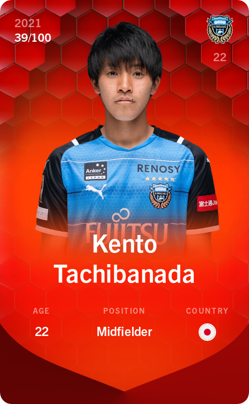 Sorare - Sorare Official - Kento Tachibanada 2021-22 • Rare 39/100 - NFT # 47591911781495722090081778306865182450793717873976543934847349135743897040611