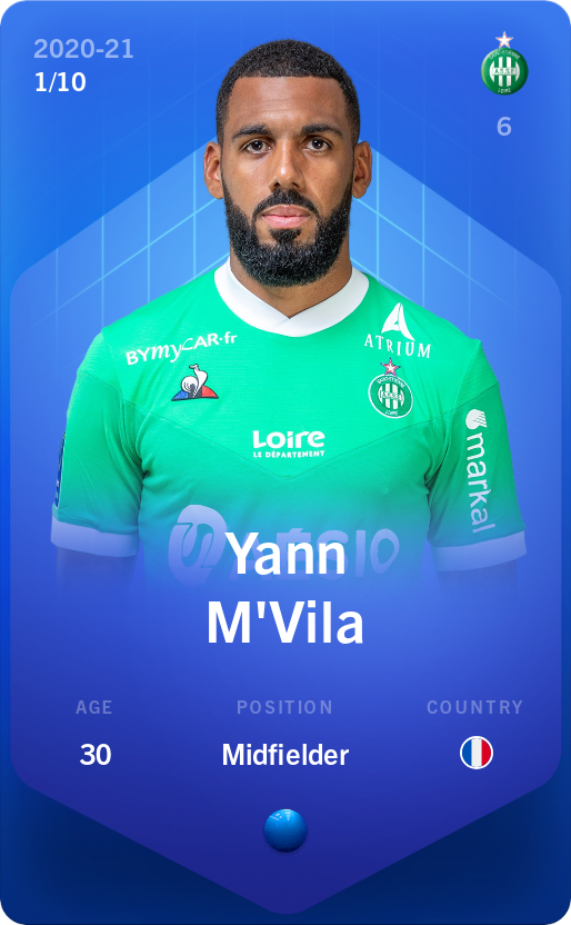 Sorare - Sorare Official - Yann M'Vila 2020-21 • Super Rare 1/10 - NFT # 62388930133462220450102549130926342125211272069498243377609885097876120473838