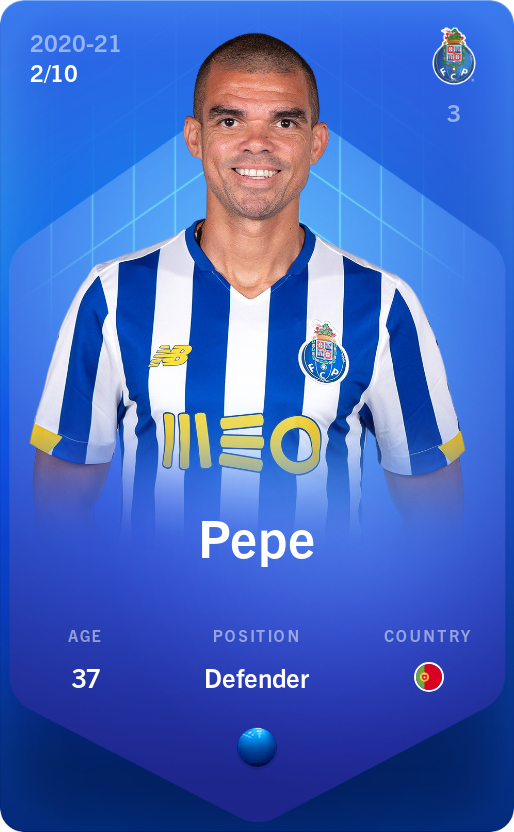 Sorare - Sorare Official - Pepe 2020-21 • Super Rare 2/10 - NFT # 109231840183594124218907768412096218387574807961076756761470615814537904057087