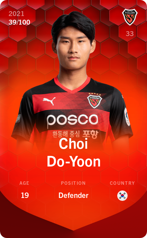 Sorare - Sorare Official - Choi Do-Yoon 2021-22 • Rare 39/100 - NFT # 95315090030542081484907014461625163687009928512796567307344665532442984266025