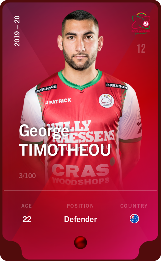 Sorare - Sorare Official - George Timotheou 2019-20 • Rare 3/100 - NFT # 34559324515532641073021032340055479366082356291120649782889499638744191869432