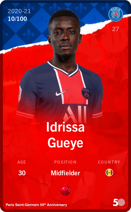 Sorare - Sorare Official - Idrissa Gueye 2020-21 • Rare 10/100 - NFT # 68061458623295798624888987597507714726218950485263894694695892285977630175370