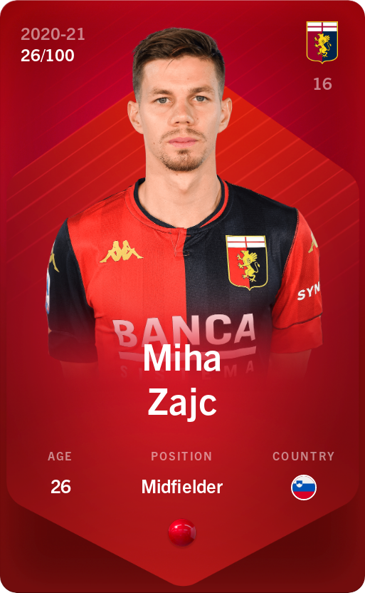 Sorare - Sorare Official - Miha Zajc 2020-21 • Rare 26/100 - NFT # 100715429983963886206628656606878794690285399717737905932753551731697198749735