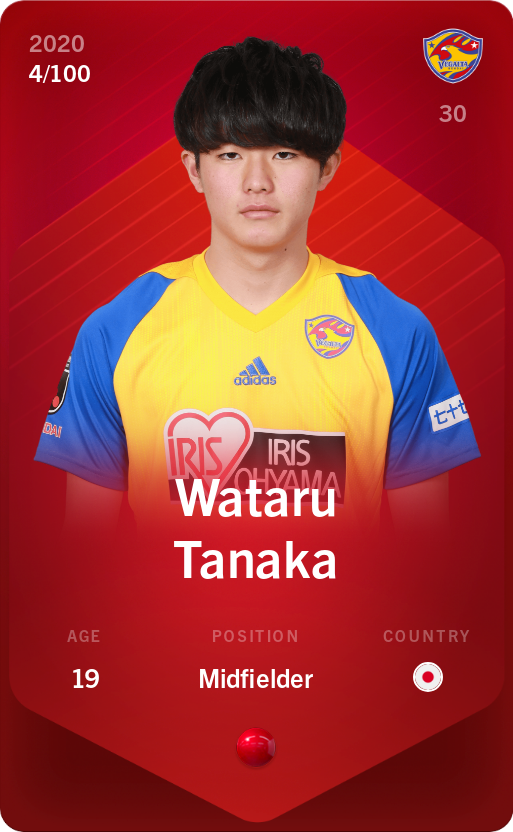 Sorare - Sorare Official - Wataru Tanaka 2020-21 • Rare 4/100 - NFT # 40931995605120881840132376601197632505697912388133167935555306014422023735520