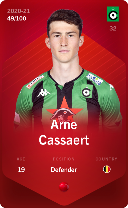 Sorare - Sorare Official - Arne Cassaert 2020-21 • Rare 49/100 - NFT # 29397243500731861527535266451333878412439421080650201638125891649505451326451