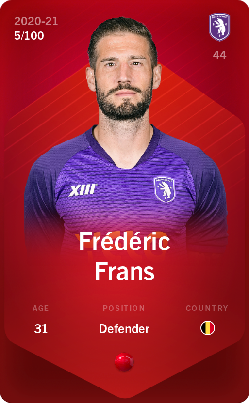 Sorare - Sorare Official - Frédéric Frans 2020-21 • Rare 5/100 - NFT # 11479098577910933594437372860129928489255011595647959962643080725870079450257