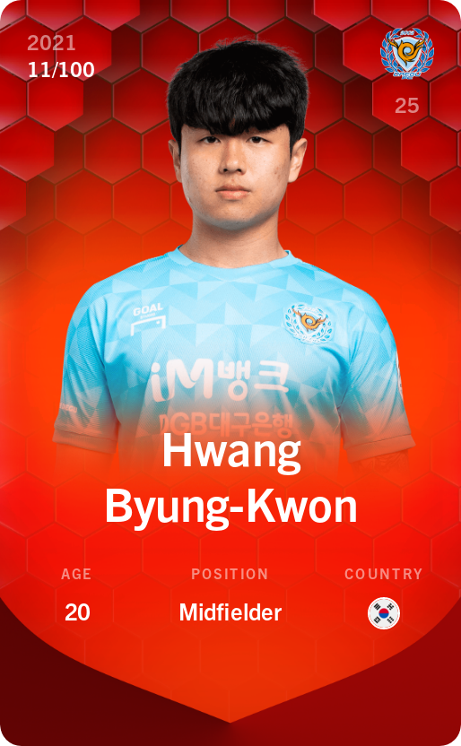 Sorare - Sorare Official - Hwang Byung-Kwon 2021-22 • Rare 11/100 - NFT # 30786951309142881318039642465457274454570566365686468248265839172981942416668