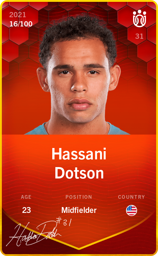 Sorare - Sorare Official - Hassani Dotson 2021-22 • Rare 16/100 - NFT # 98689888967261705685716373771058829184889762969206137403672466221016767810372