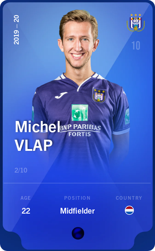 Sorare - Sorare Official - Michel Vlap 2019-20 • Super Rare 2/10 - NFT # 6663079700741488566745693002268748659159839191602916102005865506749143812679