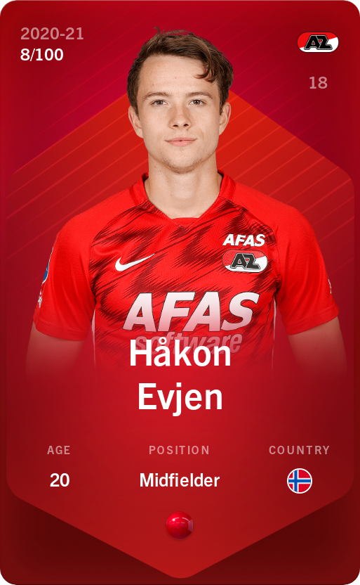 Sorare - Sorare Official - Håkon Evjen 2020-21 • Rare 8/100 - NFT # 86843710541604870766388623132393271729884842358412851717905578894346115111260