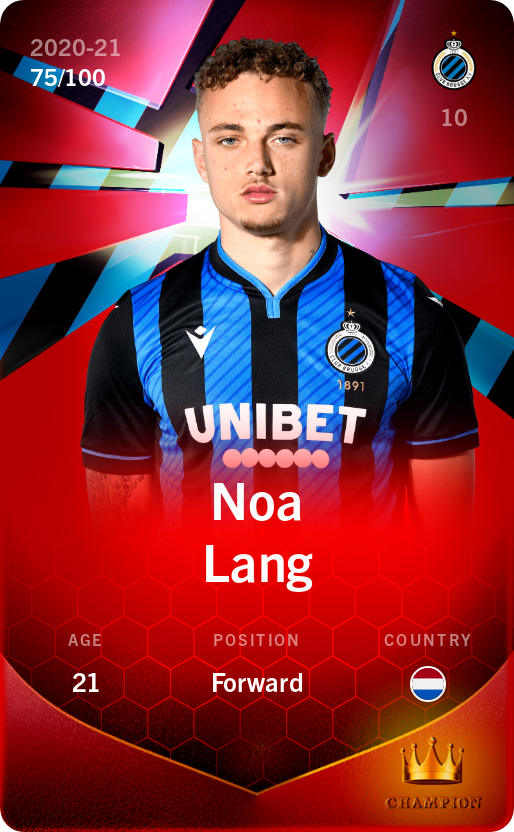 Sorare - Sorare Official - Noa Lang 2020-21 • Rare 75/100 - NFT # 9042411155408387113033080351923856787225682276424369824127978473684497113349