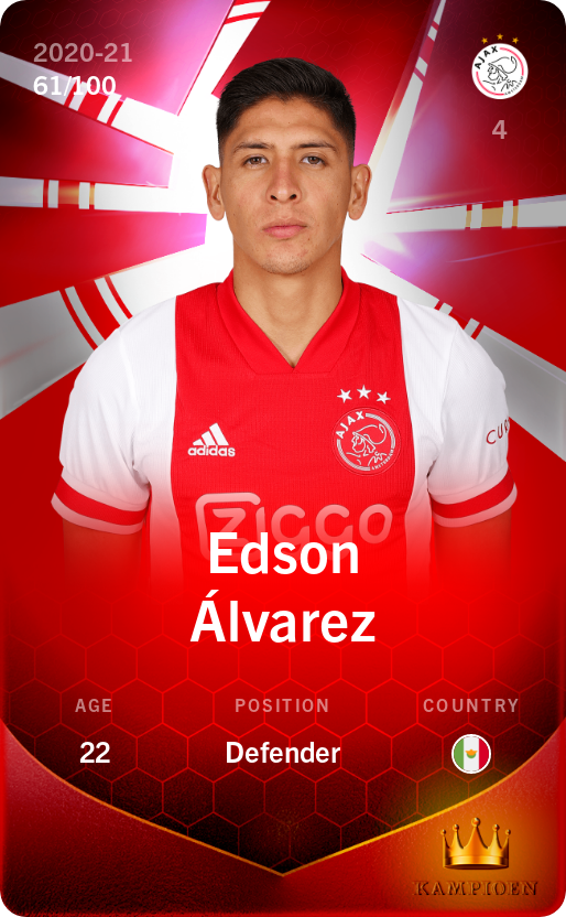 Sorare - Sorare Official - Edson Álvarez 2020-21 • Rare 61/100 - NFT # 52144491019713149721472344206419878846180526081921120915123447290329497108164