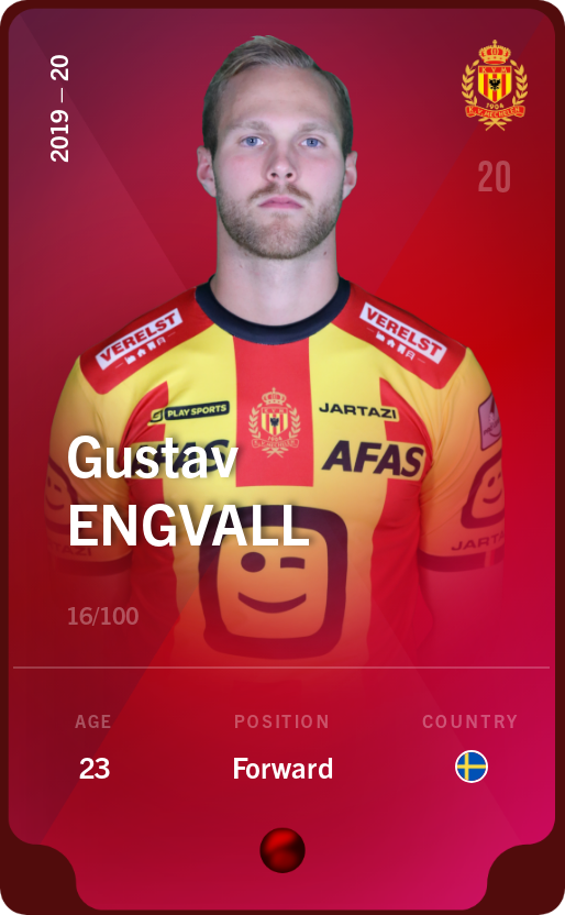 Sorare - Sorare Official - Gustav Engvall 2019-20 • Rare 16/100 - NFT # 23184861928252951977164035741038664008178409019900030777266283093940339020832