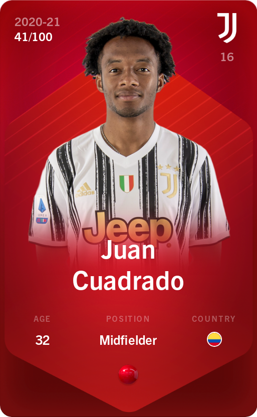 Sorare - Sorare Official - Juan Cuadrado 2020-21 • Rare 41/100 - NFT # 48937291796587759772826103587077731123271112978854509150366624262590846405846