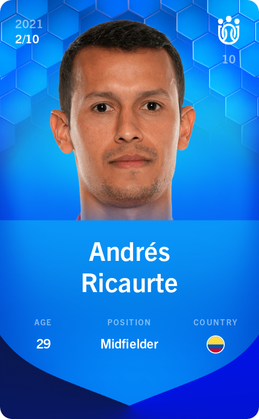 Sorare - Sorare Official - Andrés Ricaurte 2021-22 • Super Rare 2/10 - NFT # 90084652070795797317876402356364040483524153918917514396595982072606145931638